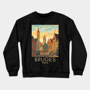 A Vintage Travel Illustration of Bruges - Belgium Crewneck Sweatshirt